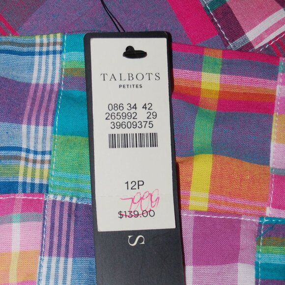 🌈 New With Tags! Talbots Madras Patchwork Dress - Size 12P 🌈 - Picture 10 of 16